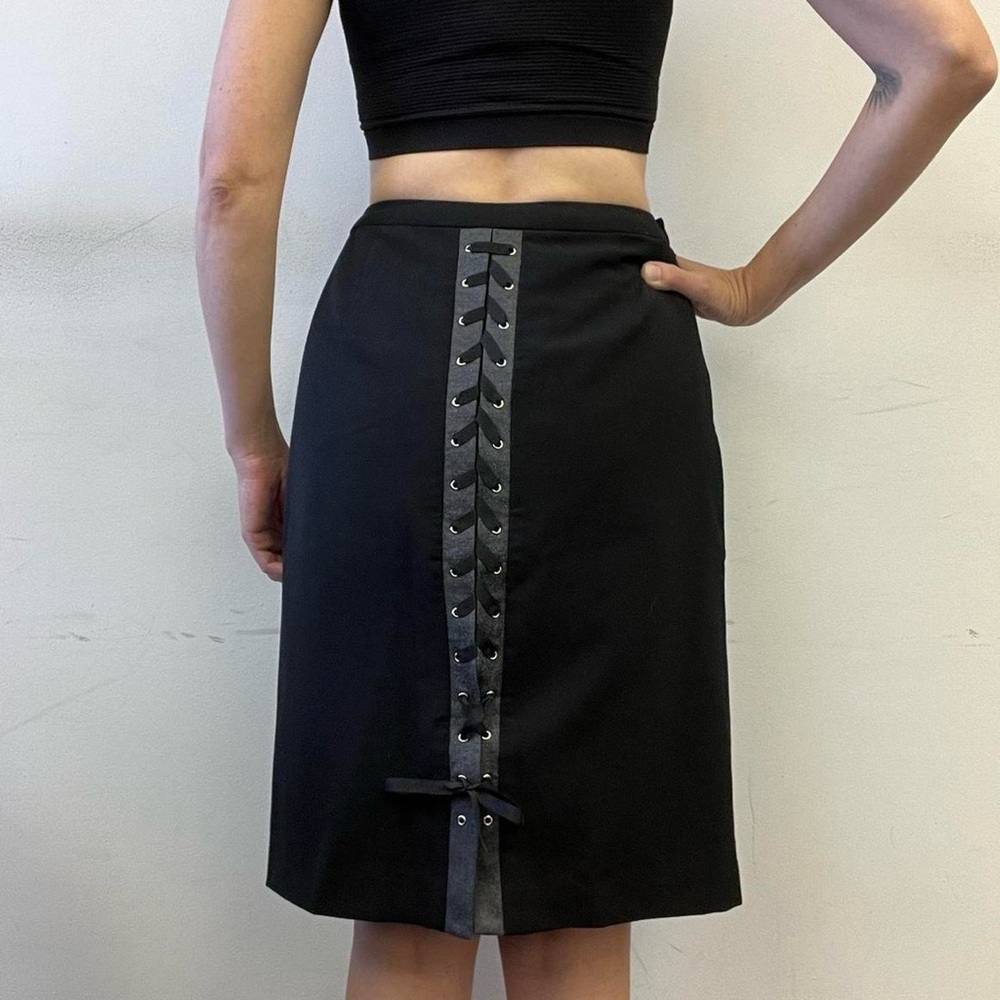 Black Lace-Up‎ Skirt